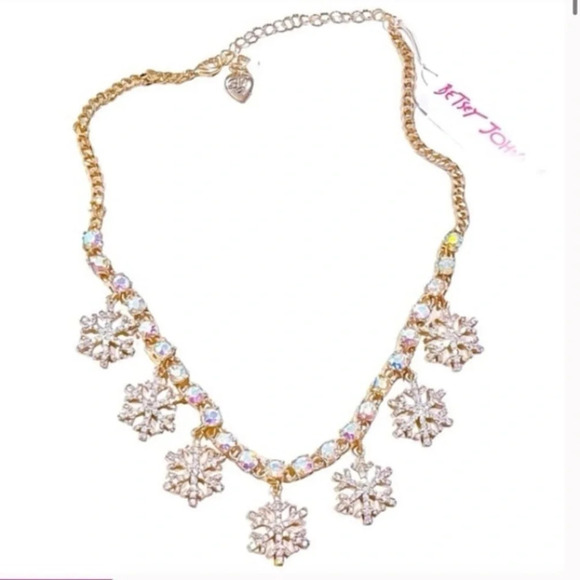 BETSEY JOHNSON Christmas Holiday Snowflake Crystal Earrings & Necklace NEW NWT - Picture 5 of 11